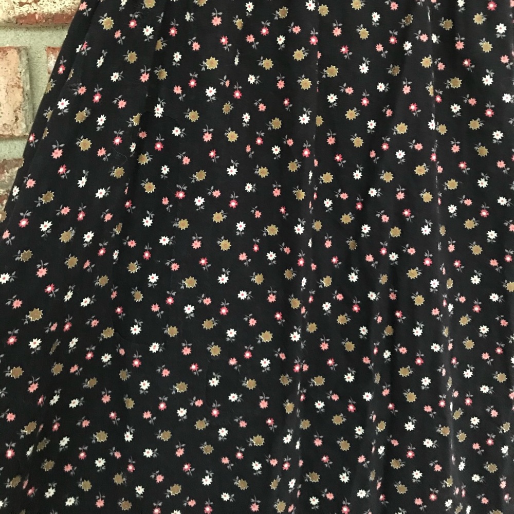 Vtg🎀Gunne Sax Black Calico Skirt Size S Prairie Midi Lace Trim👒🌾(RESERVED) - Picture 3 of 15